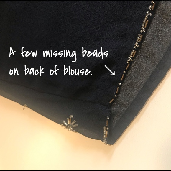 PHILOSOPHY Navy Sheer Blouse w/ bead detail ▪️sz S - Picture 7 of 7